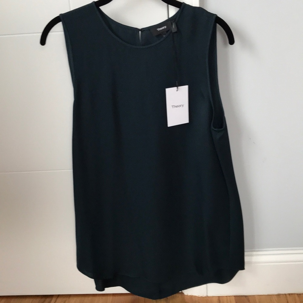 Theory Silk Top in Dark Mineral